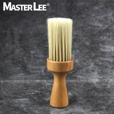 Masterlee custom logo Hair Barber Hairdressing nylon Neck Duster Brushes Wood Handle for cleaning hair